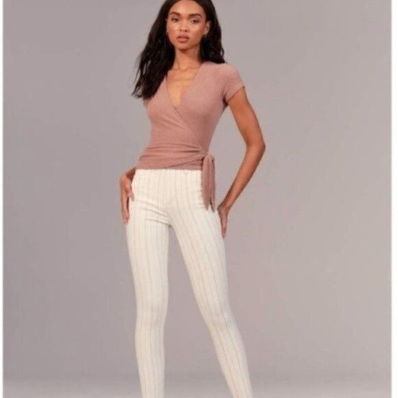 Abercrombie Simone High Rise Slim Jeans Striped Size 32 / 14 - Picture 16 of 16